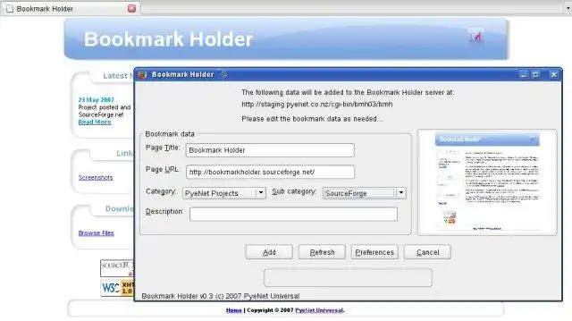 ดาวน์โหลดเครื่องมือเว็บหรือเว็บแอป Bookmark Holder