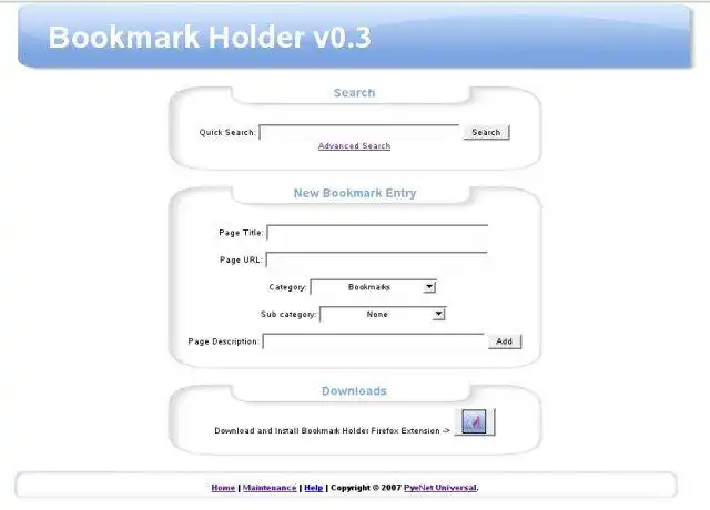 Download web tool or web app Bookmark Holder