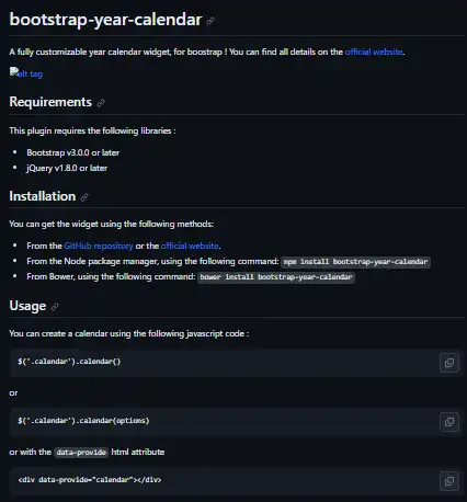 Mag-download ng web tool o web app bootstrap-year-calendar