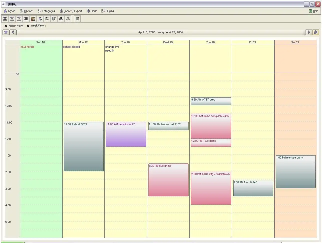 Download web tool or web app BORG Calendar