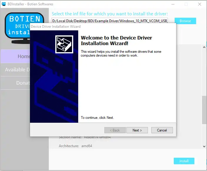 Download web tool or web app Botien Driver Installer 