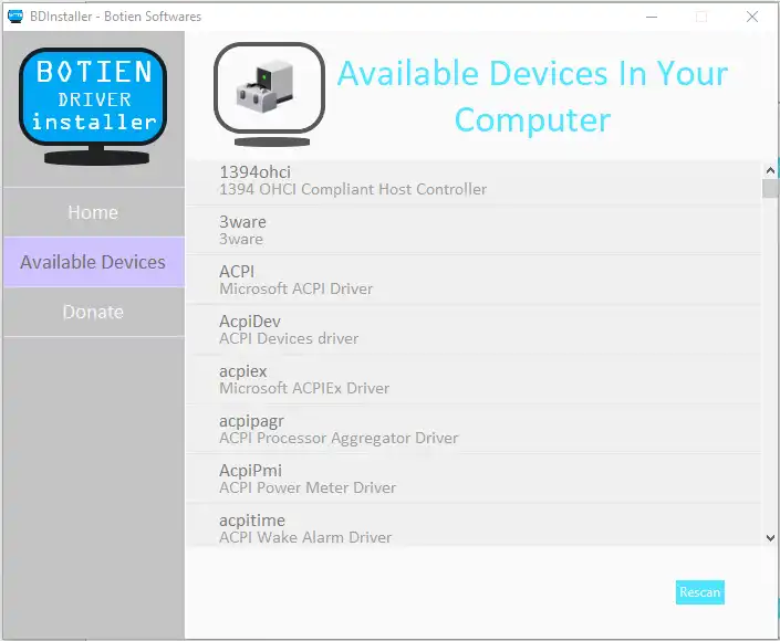Download web tool or web app Botien Driver Installer 
