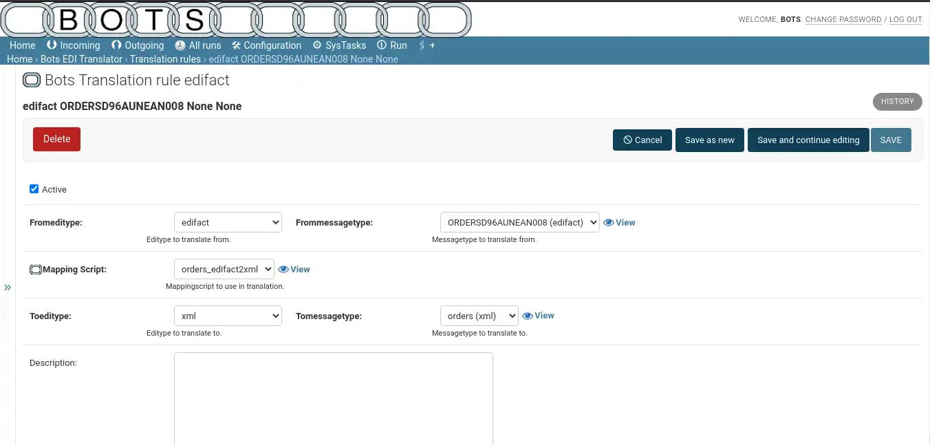 Télécharger l'outil Web ou l'application Web Bots-ediint traducteur edi open source