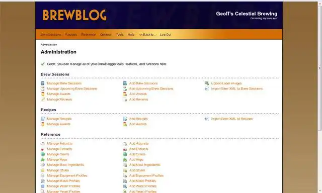 ดาวน์โหลดเครื่องมือเว็บหรือเว็บแอป BrewBlogger 2.3 เพื่อทำงานใน Windows ออนไลน์ผ่าน Linux ออนไลน์