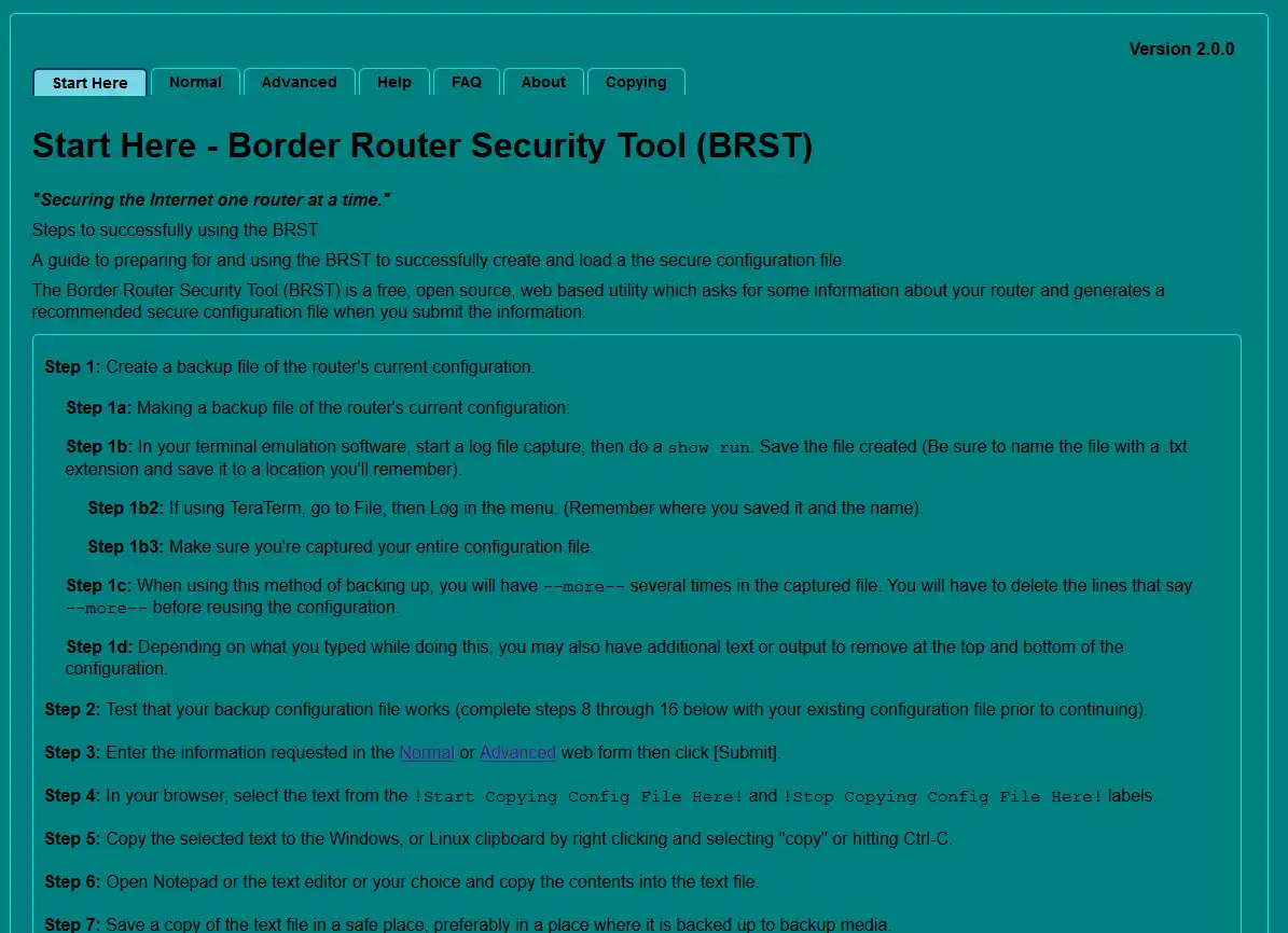 웹 도구 또는 웹 앱 다운로드 BRST - Border Router Security Tool