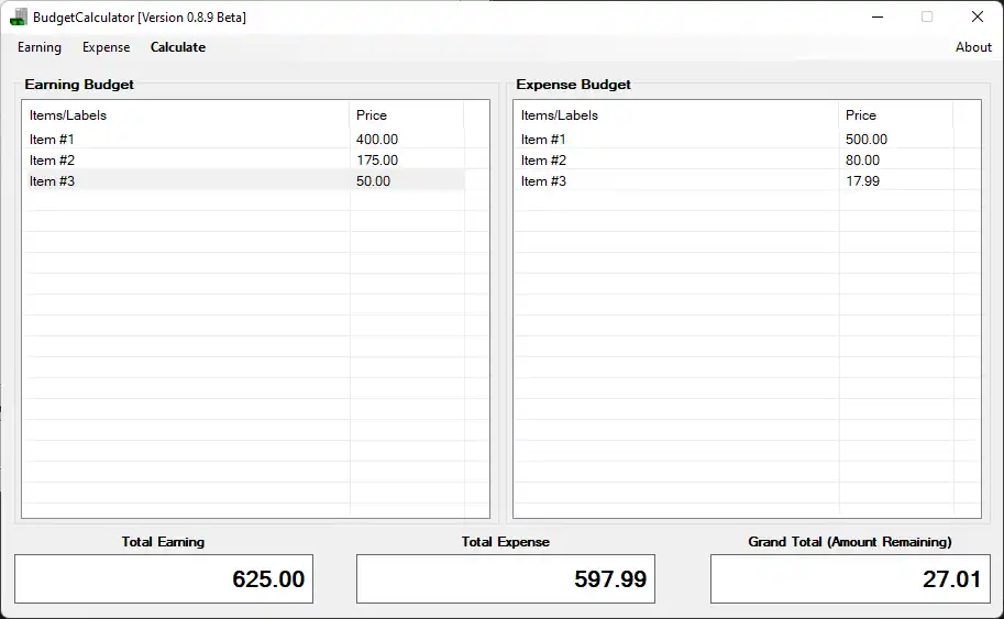 वेब टूल या वेब ऐप BudgetCalculator डाउनलोड करें