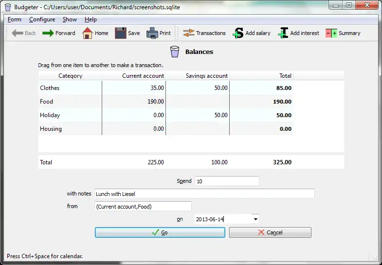 Download web tool or web app Budgeter