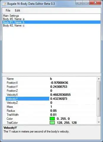 Download web tool or web app Bugale N-Body Data Editor to run in Windows online over Linux online