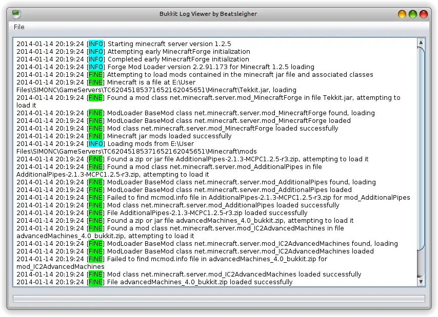 Muat turun alat web atau aplikasi web Bukkit Log Viewer