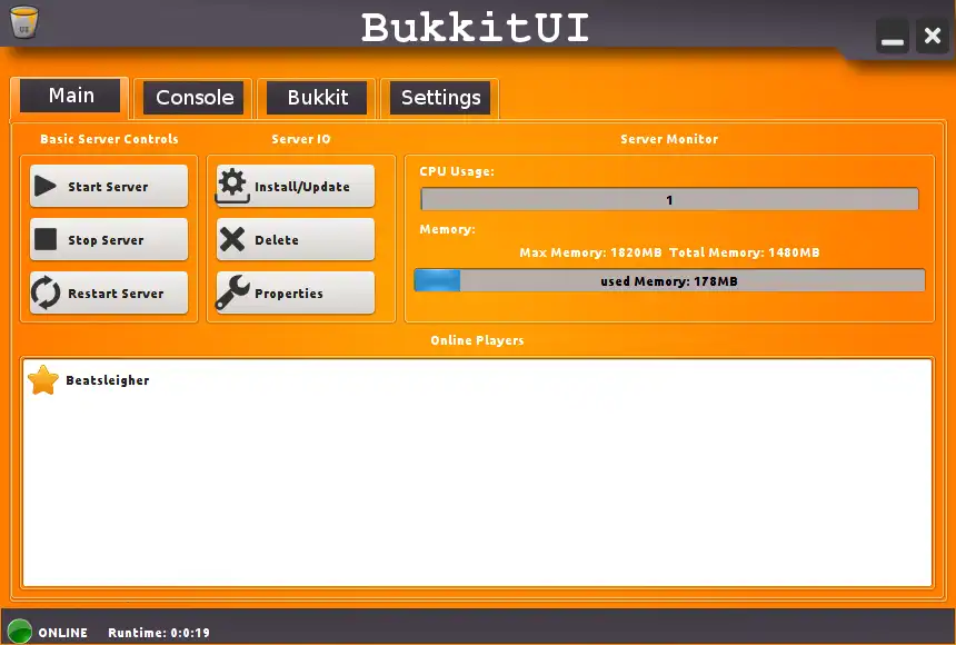 Завантажте веб-інструмент або веб-програму BukkitUI для роботи в Linux онлайн