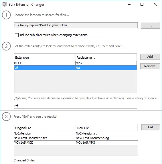 Download web tool or web app Bulk Extension Changer