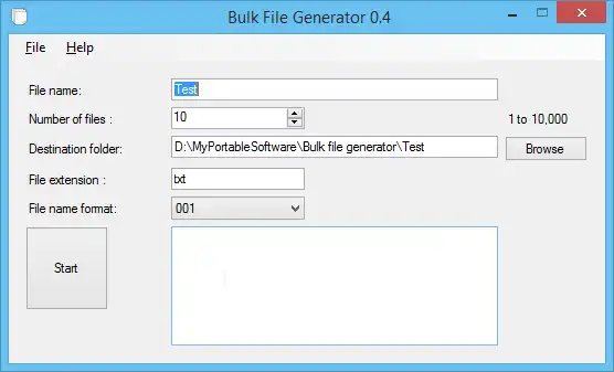 ดาวน์โหลดเครื่องมือเว็บหรือเว็บแอป Bulk File Generator