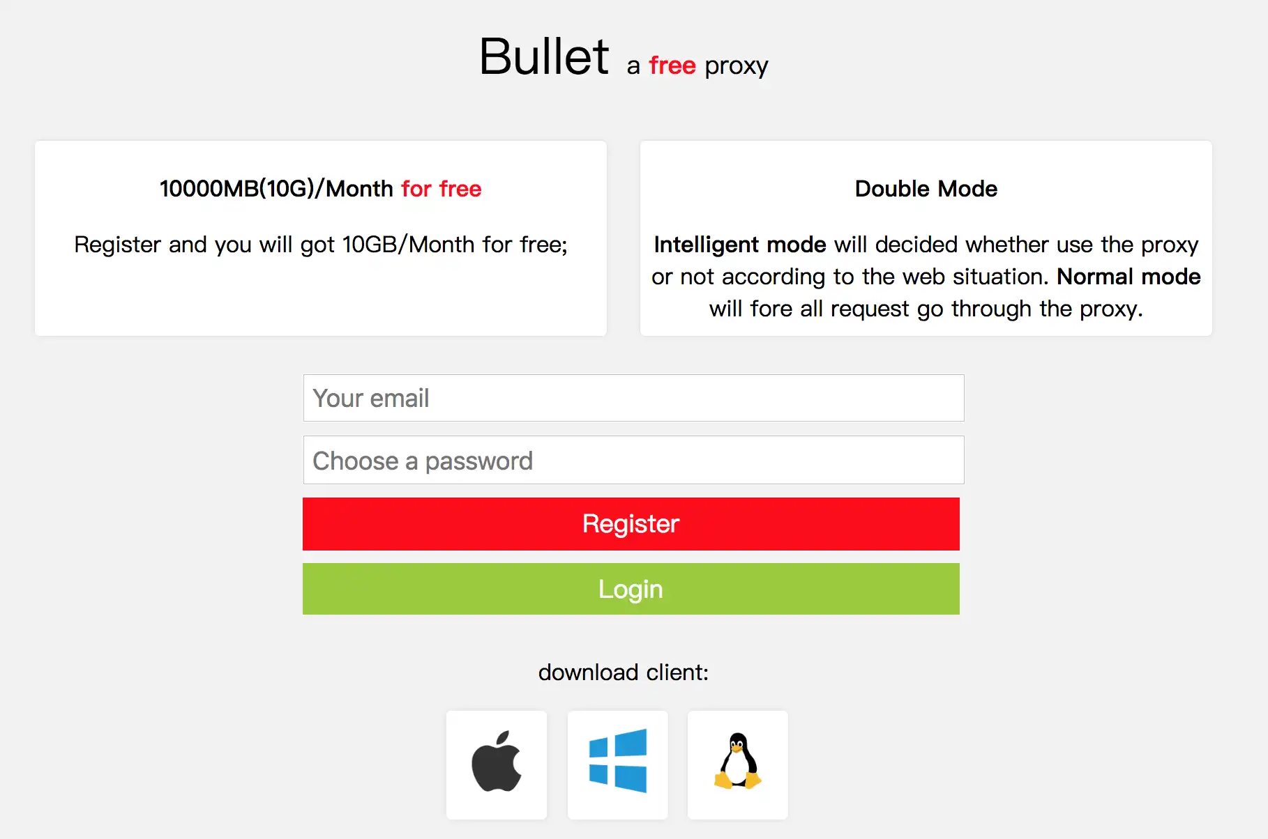 Download web tool or web app bullet-proxy
