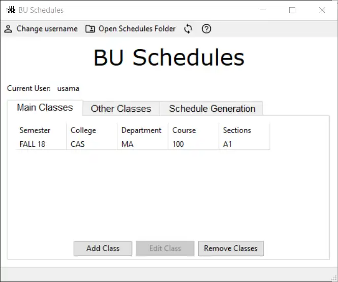 Download web tool or web app BU Schedules