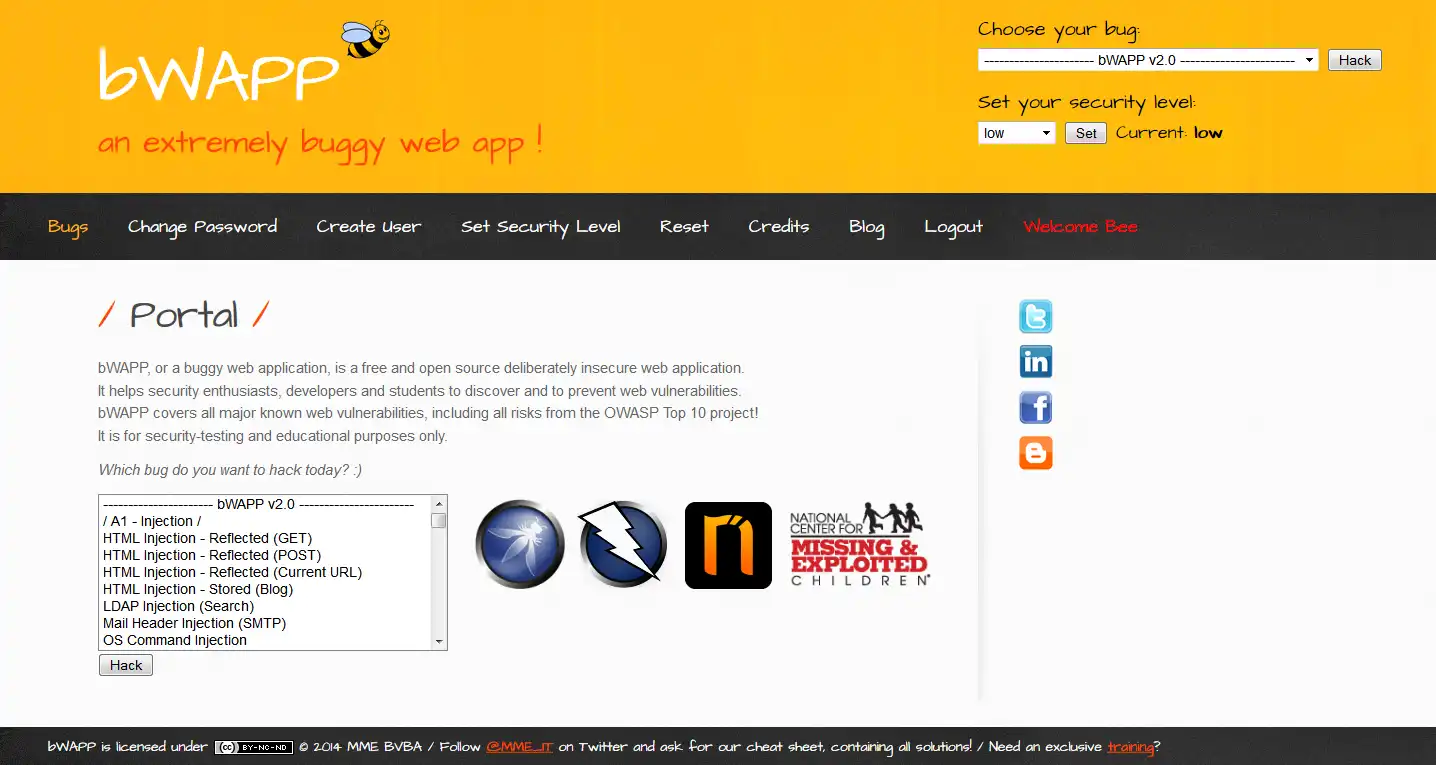 Download web tool or web app bWAPP