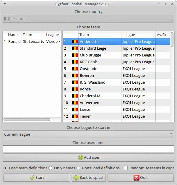 Laden Sie das Web-Tool oder die Web-App Bygfoot Football Manager herunter, um es unter Windows online über Linux online auszuführen