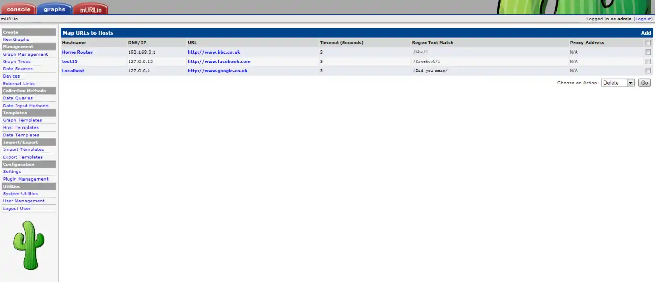 Download web tool or web app Cacti URL Monitoring Plugin (mURLin)