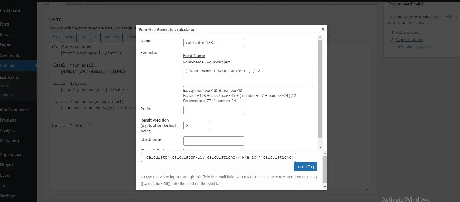 Download webtool of webapp Berekening voor contactformulier 7