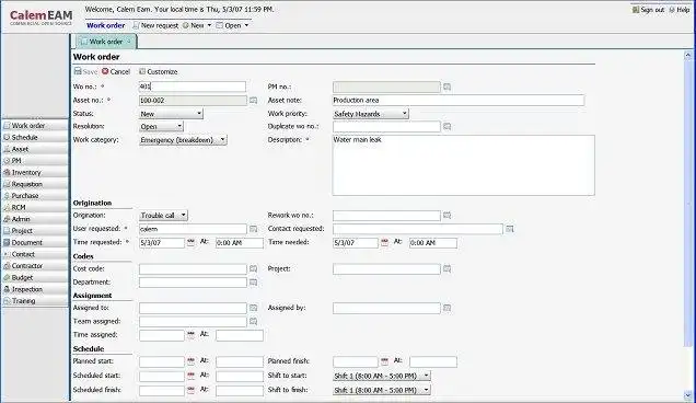 Download web tool or web app CalemEAM - Open Source EAM/CMMS