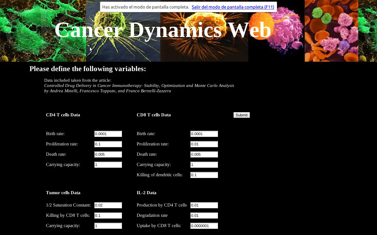 Baixe a ferramenta web ou o aplicativo web cancer_dynamics para rodar no Linux online