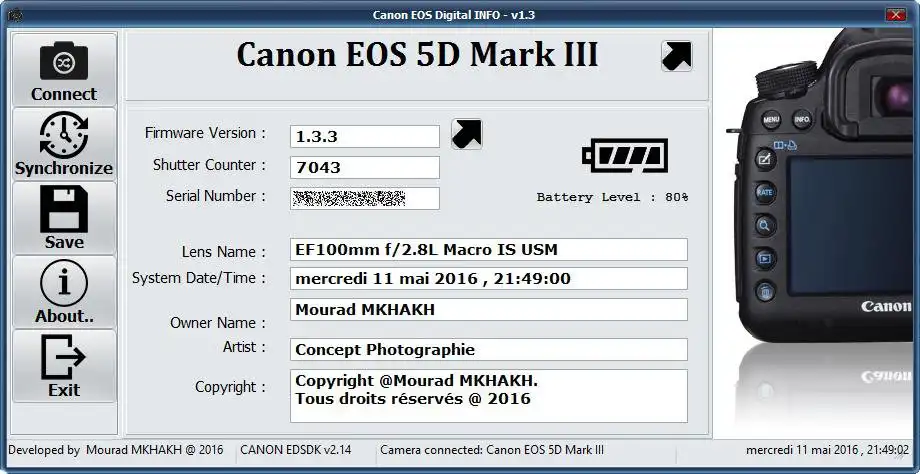 Web aracını veya web uygulamasını indirin Canon EOS DIGITAL Info