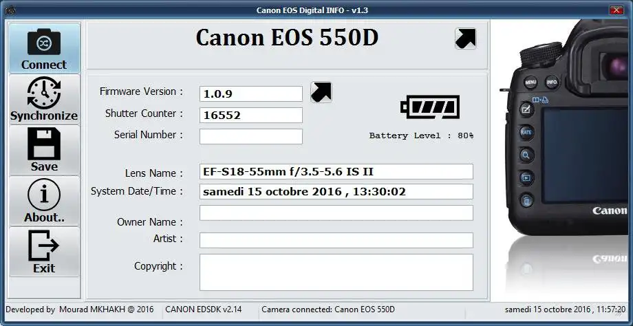 下载网络工具或网络应用程序 Canon EOS DIGITAL Info