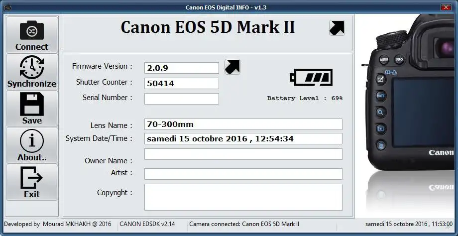 Télécharger l'outil Web ou l'application Web Canon EOS DIGITAL Info