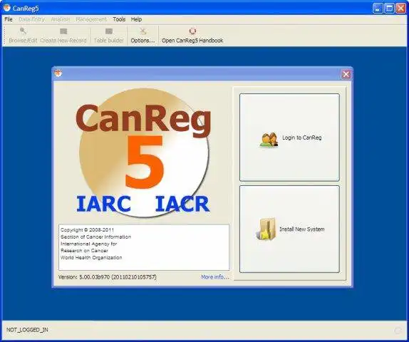 Download web tool or web app CanReg5 (moved to Github) to run in Linux online