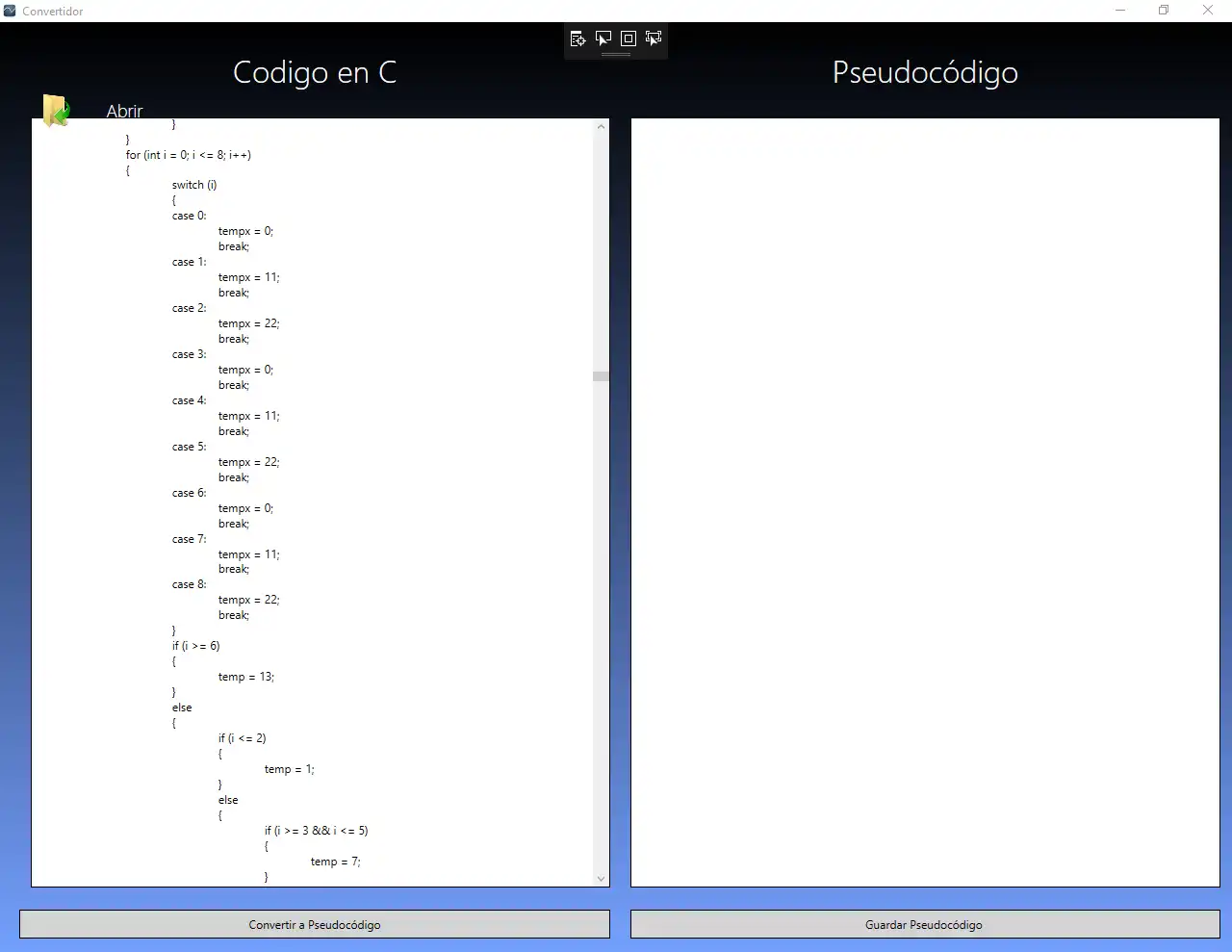 Download web tool or web app C a Pséudocodigo compatible con Pseint