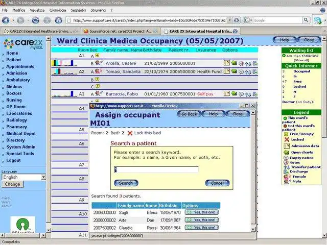 Web aracını veya web uygulamasını indirin CARE2X - Linux'ta çevrimiçi çalıştırmak için Entegre Hastane Bilgi Sistemi