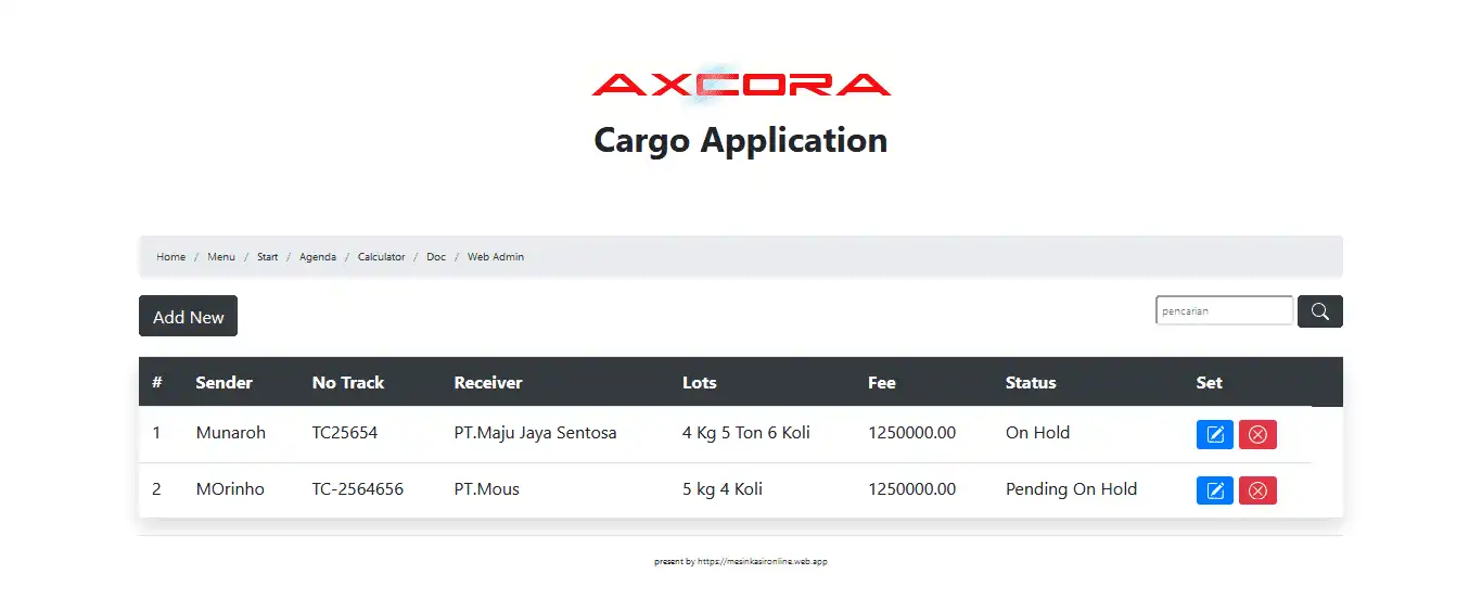 Laden Sie das Web-Tool oder die Web-App für die Cargo-Logistik-Website kostenlos herunter