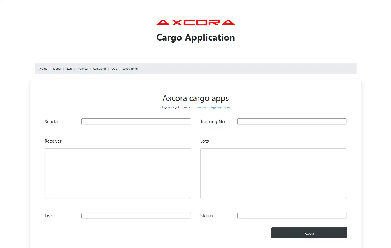 Scarica gratuitamente lo strumento web o l'applicazione web per la logistica del carico