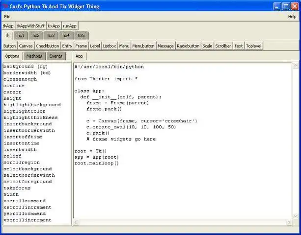 Descargue la herramienta web o la aplicación web Carls Python Tk And Tix Widget Thing