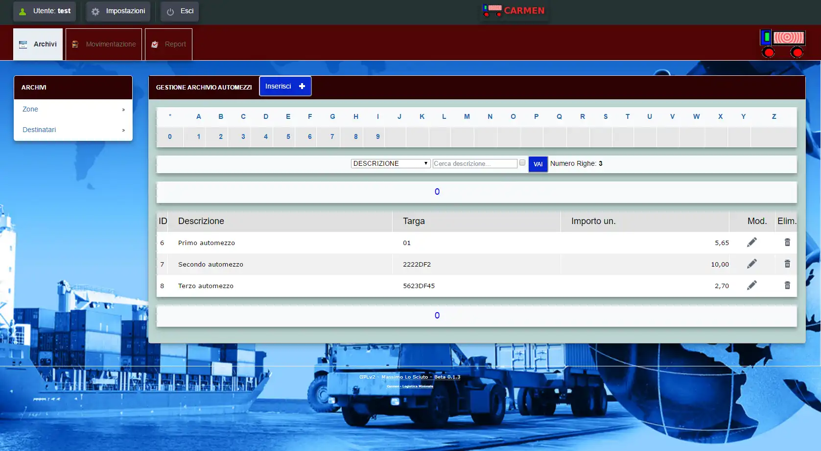 Загрузите веб-инструмент или веб-приложение Carmen Logistica Minimale