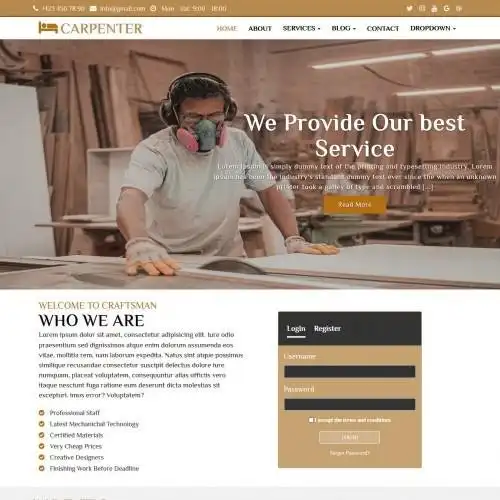 Download web tool or web app Carpenter website template -2020