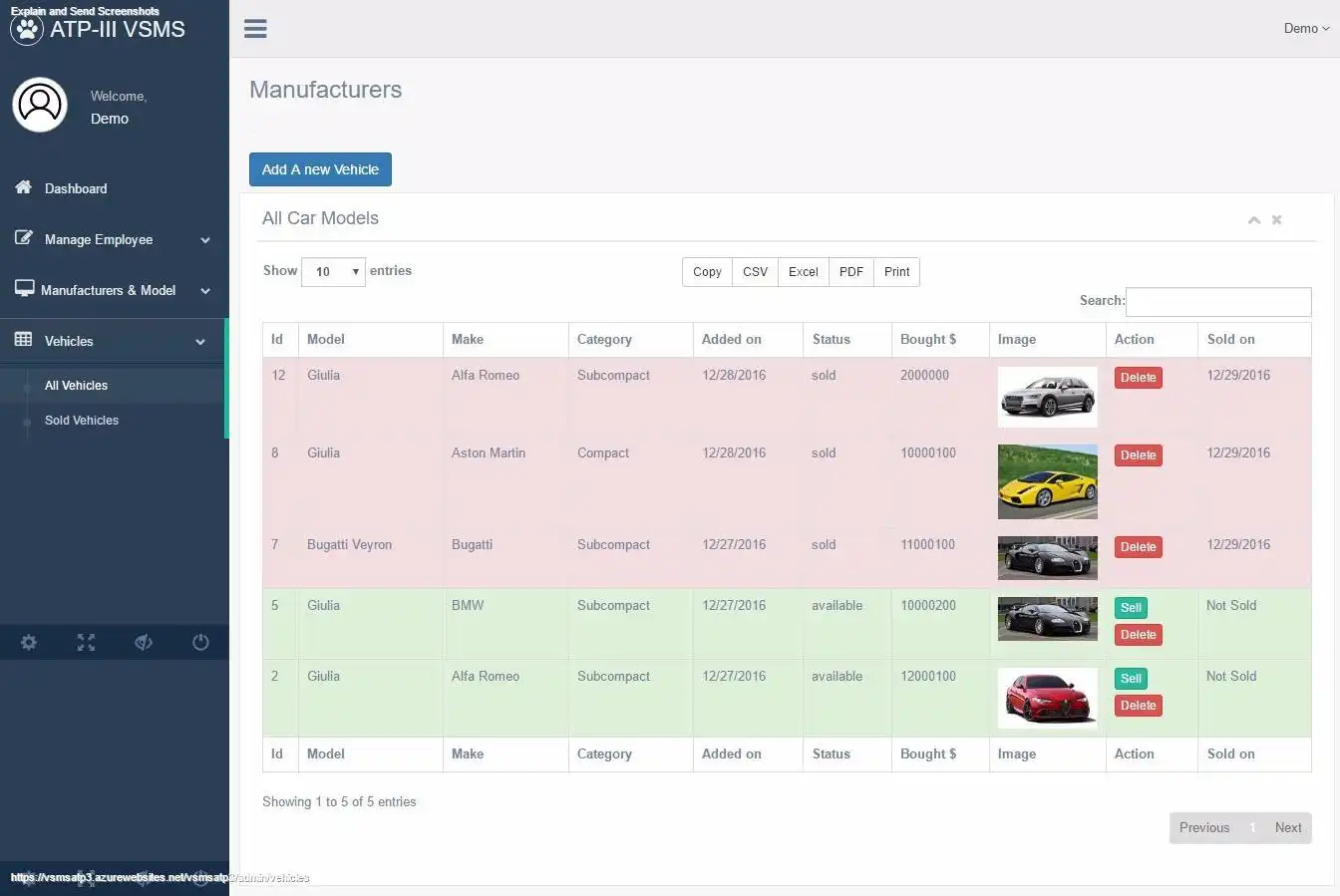 Download web tool or web app Car Sales Management System in Codeignit