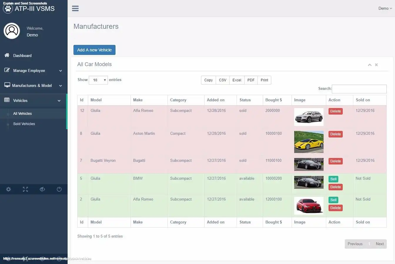 Завантажте веб-інструмент або веб-програму Car Sales Management System у Codeignit