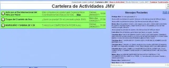 Завантажте веб-інструмент або веб-програму Cartelera de Actividades