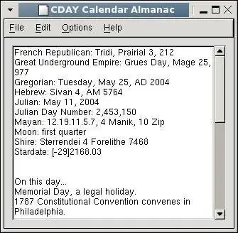 Descargue la herramienta web o la aplicación web CDAY Calendar Almanac