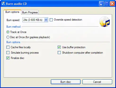 Download web tool or web app CDBurnerXP
