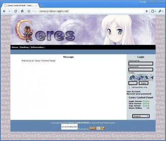 Unduh alat web atau aplikasi web Ceres CP untuk dijalankan di Windows online melalui Linux online