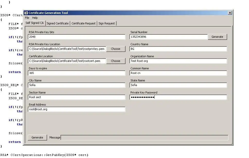 Download web tool or web app Certificate create and sign tool