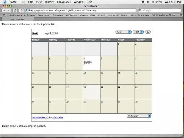 Download web tool or web app CGI Calendar