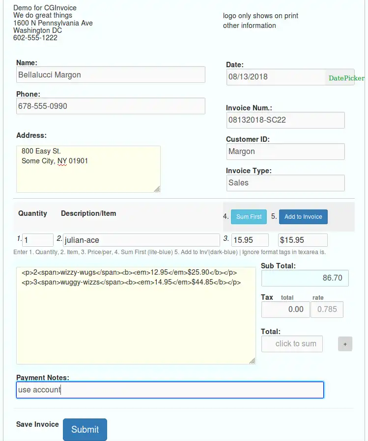 Download web tool or web app cg-invoice