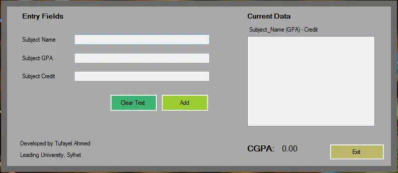 Download web tool or web app CGPA Calculator
