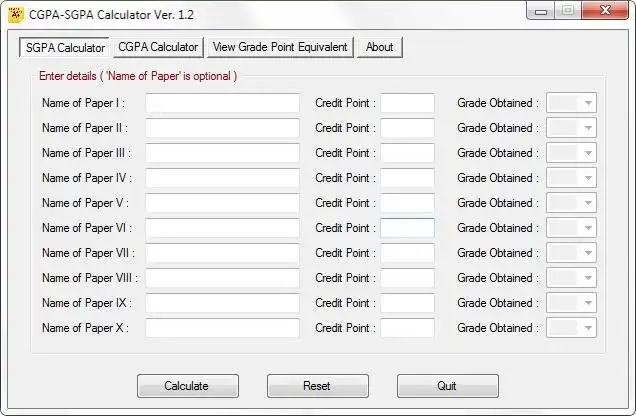 Mag-download ng web tool o web app na CGPA SGPA Calculator