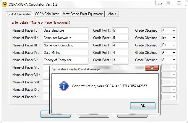 Download web tool or web app CGPA SGPA Calculator