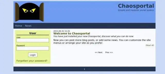 Download web tool or web app ChaosPortal, an usable and modular CMS