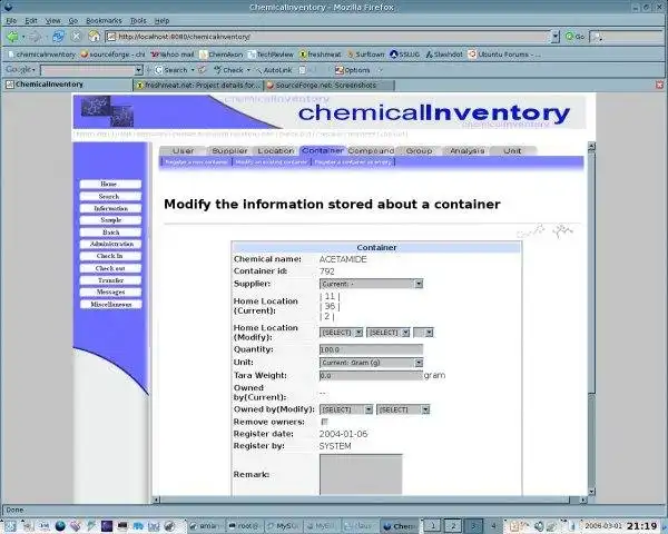 הורד כלי אינטרנט או אפליקציית אינטרנט chemicalInventory