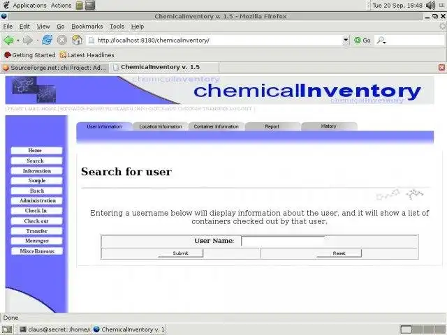 Download web tool or web app chemicalInventory